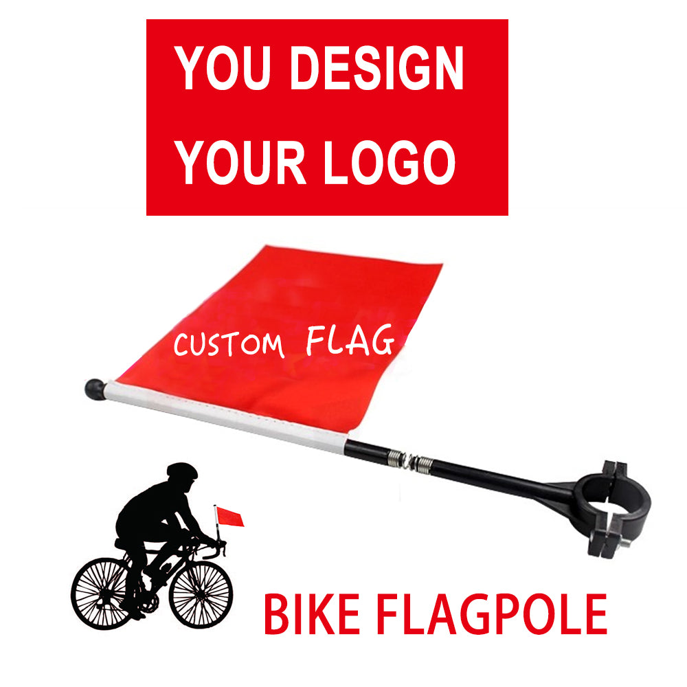 Black bicycle handlebar spring flagpole comes with a small flag, which can be customized