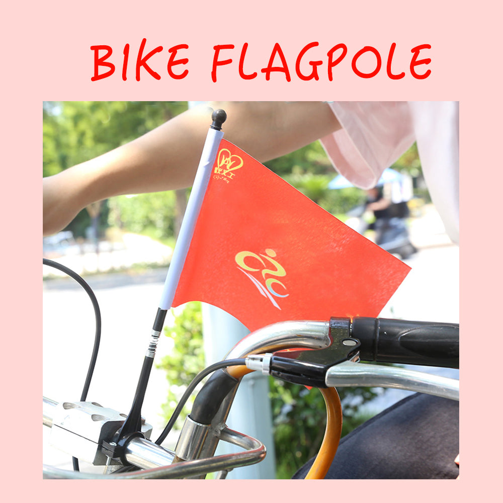 Black bicycle handlebar spring flagpole comes with a small flag, which can be customized