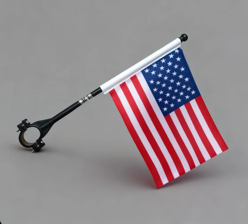 Black bicycle handlebar spring flagpole comes with a small flag, which can be customized